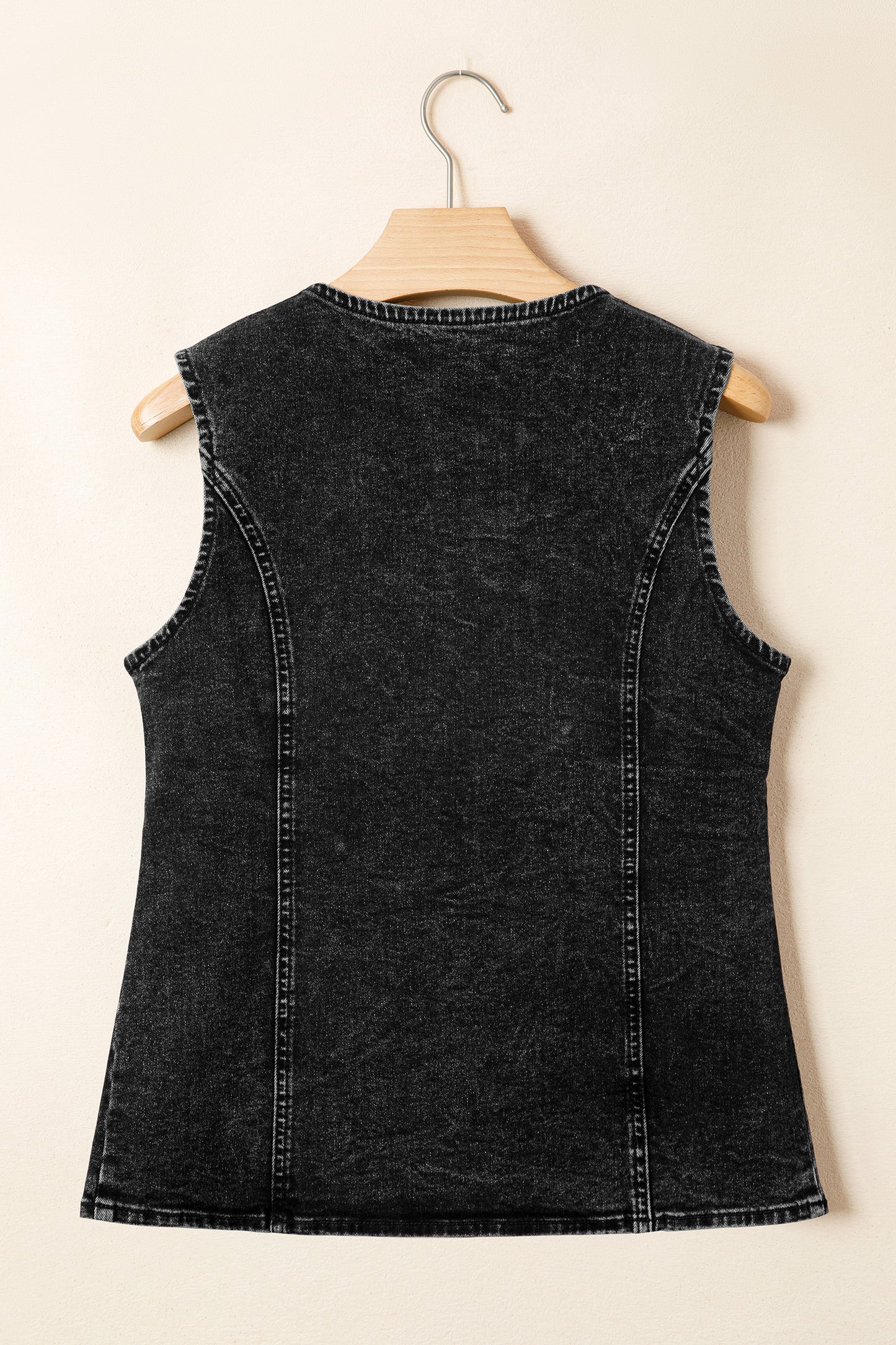Buttoned Front Slit Denim Vest -3 COLOR OPTIONS