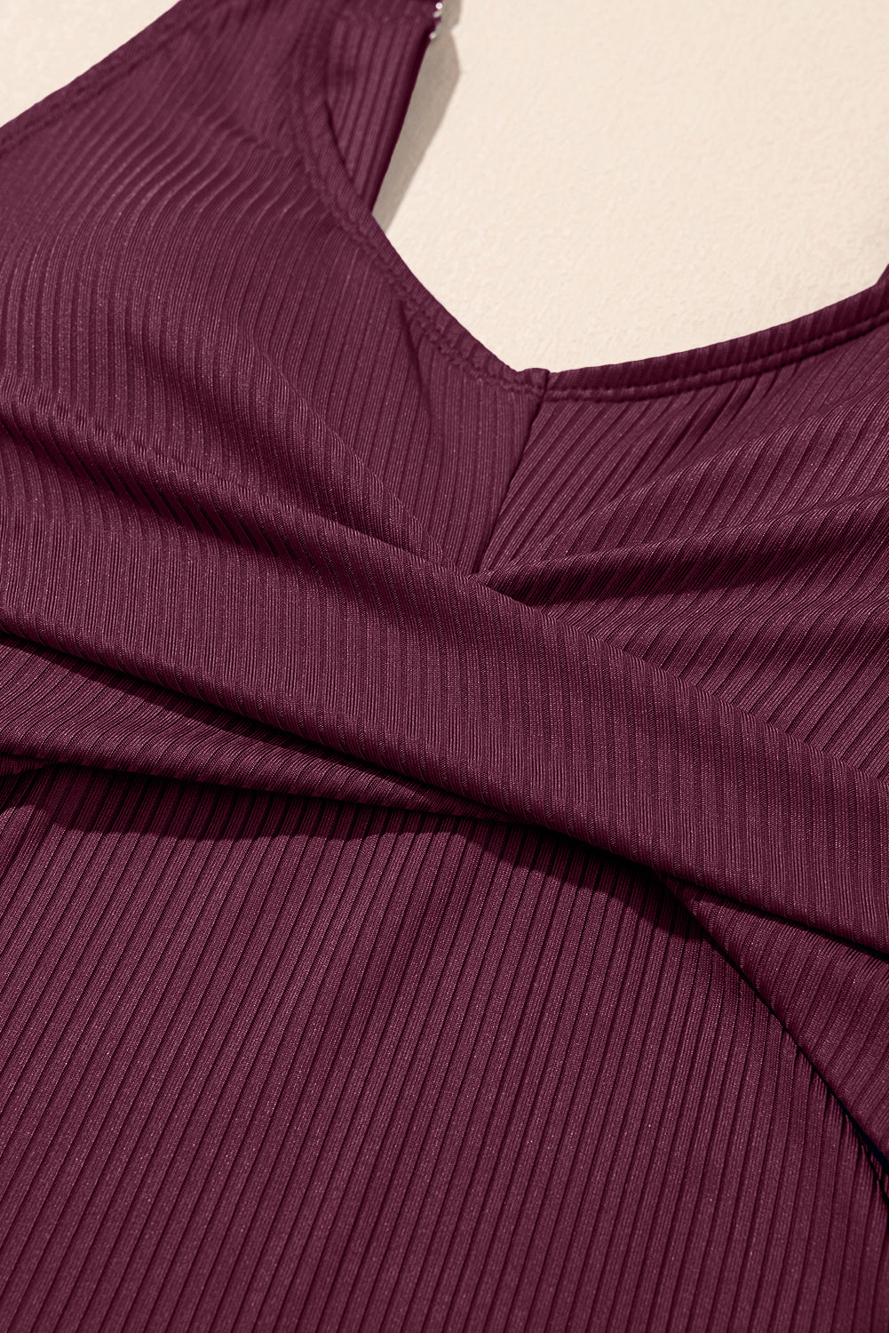 Ribbed Knit Crossed Detail Tank Skort 2pcs Swimsuit- 4 COLOR OPTIONS
