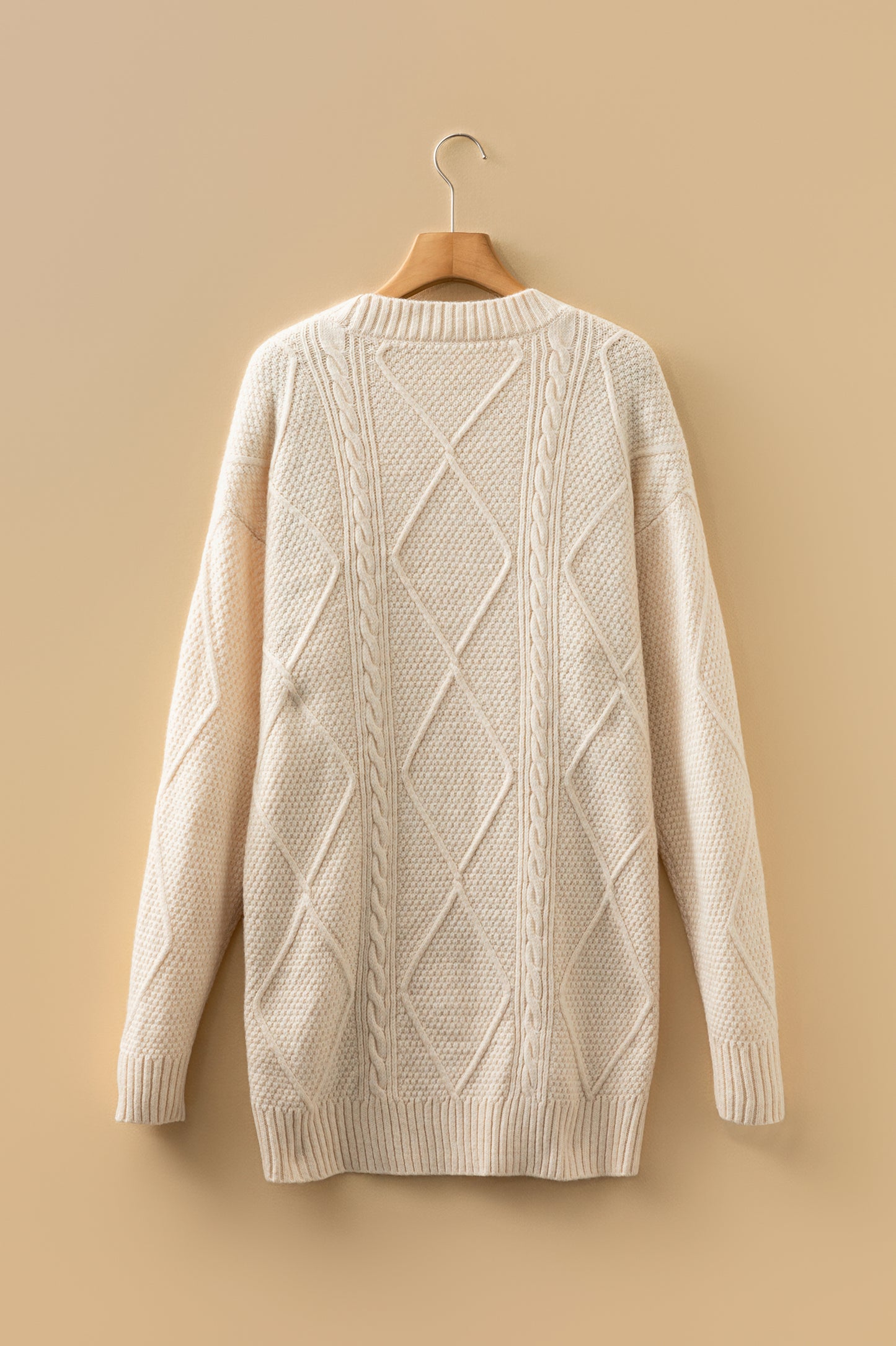 Cable Knit Drop Shoulder Loose Fit Sweater Dress -2 COLOR OPTIONS