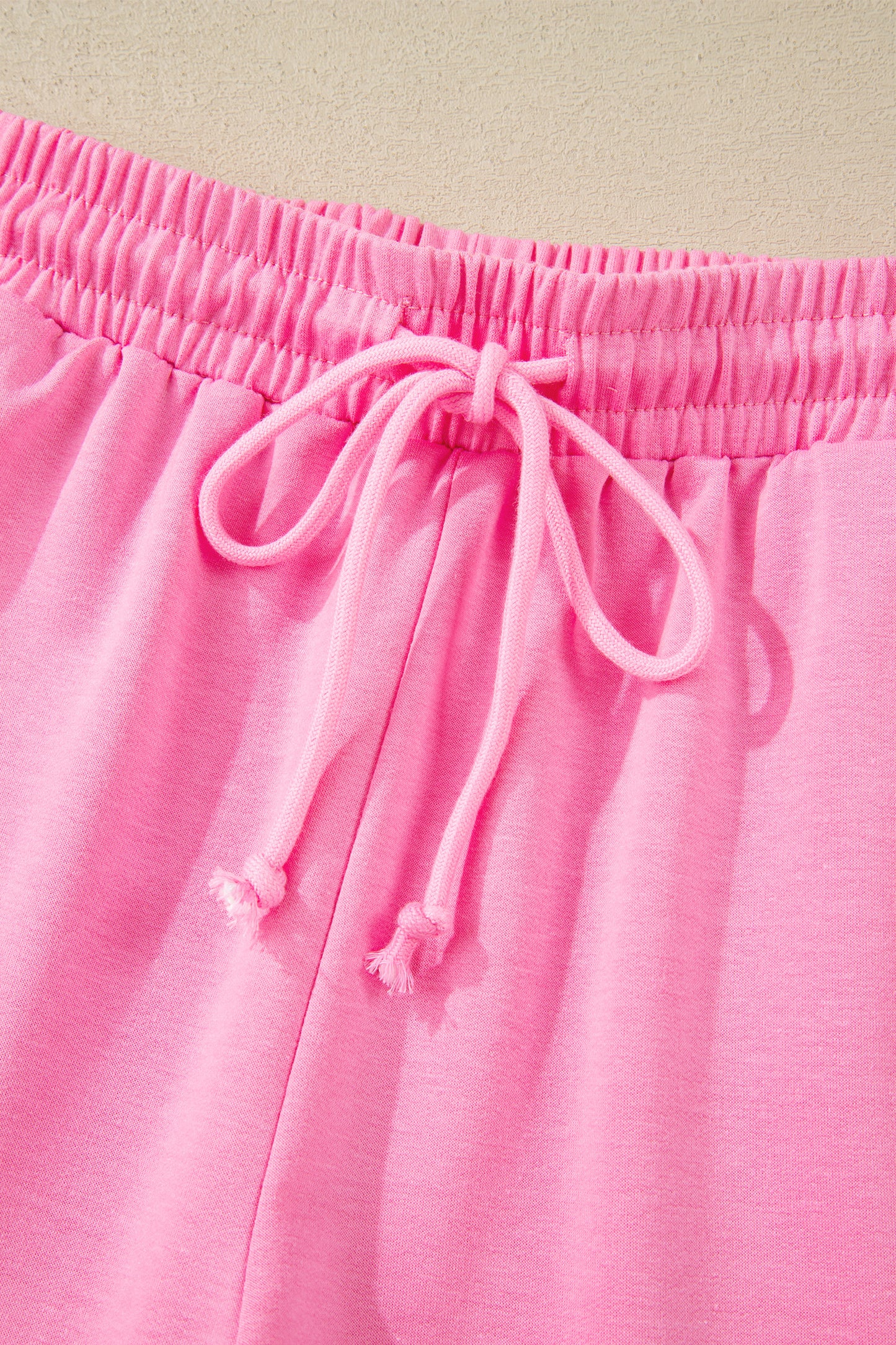 Collared V Neck Tee Drawstring Elastic Waist Shorts 2pcs Outfit -3 COLOR OPTIONS