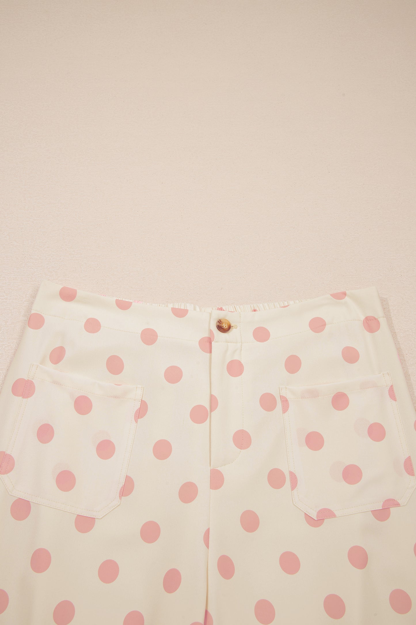 Polka Dot Print Patched Pocket Mid-rise Straight Leg Pants- 4 COLOR OPTIONS