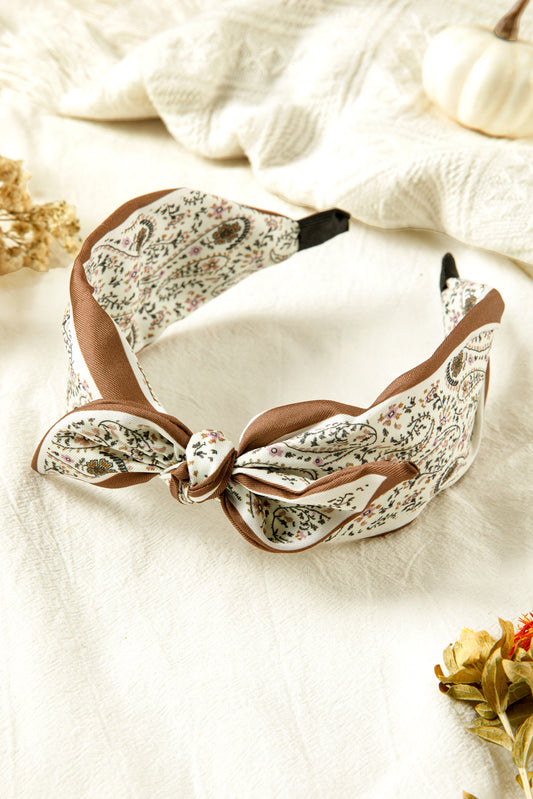 White Boho Floral Bow Headband