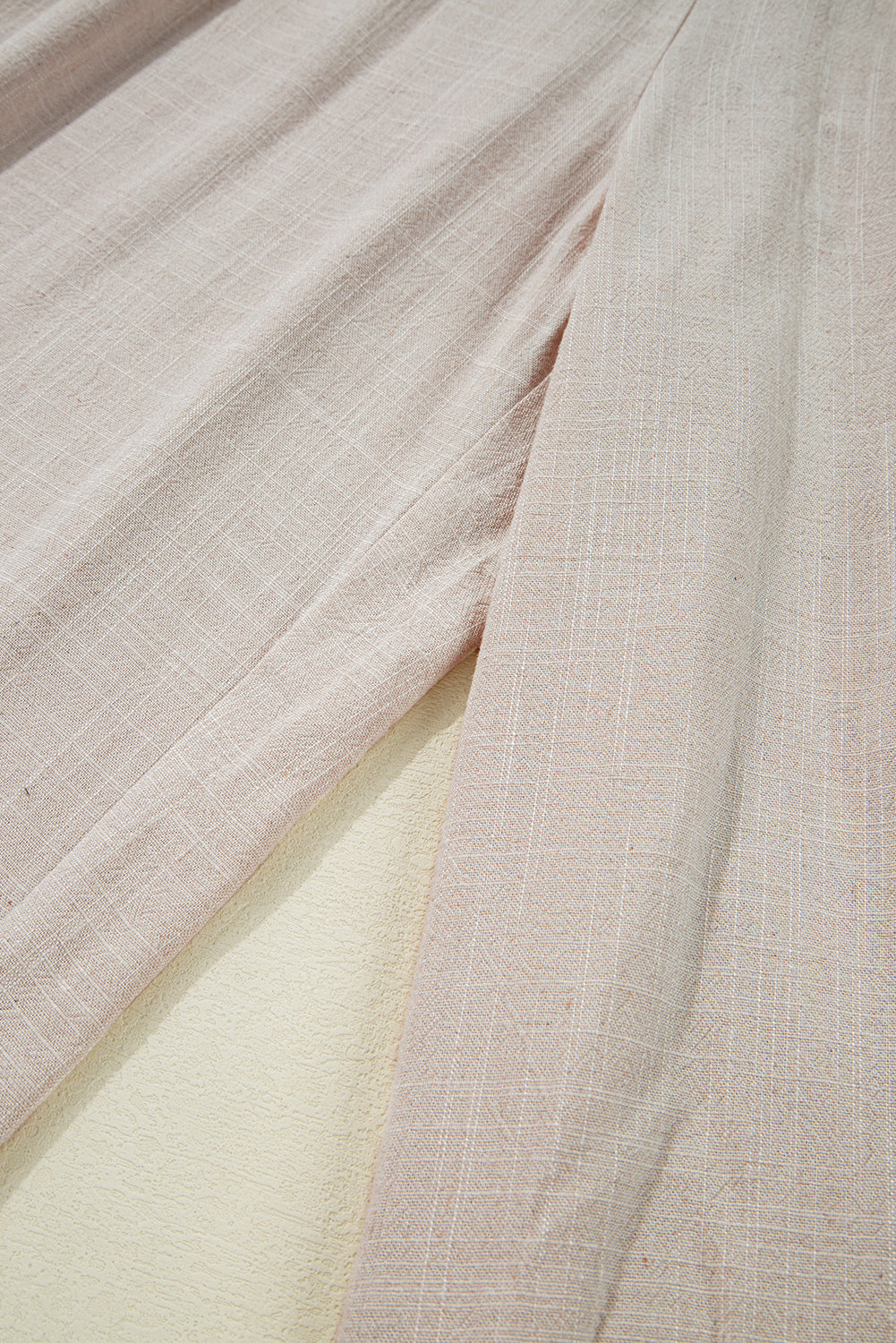 PLUS SIZE -Beige Frill Smocked Waist Wide Leg Plus Size Pants