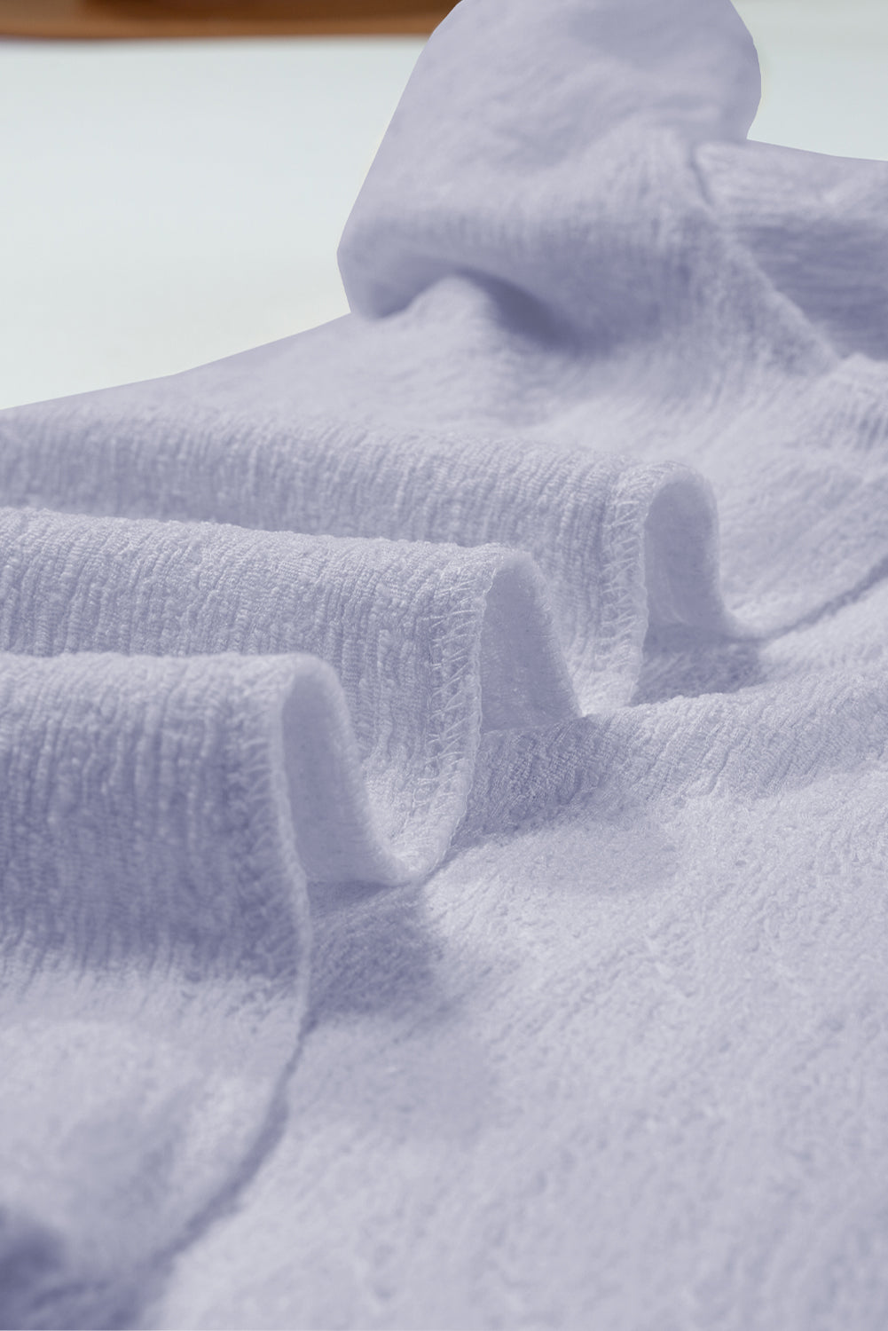 Solid Color Textured Notched Neck Puff Sleeve Blouse -2 COLOR OPTIONS