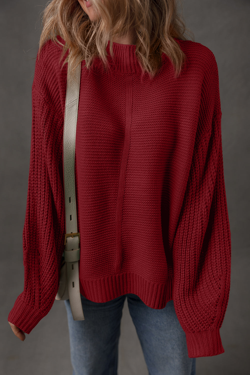 Solid Color Front Seam Drop Shoulder Loose Sweater -2 COLOR OPTIONS