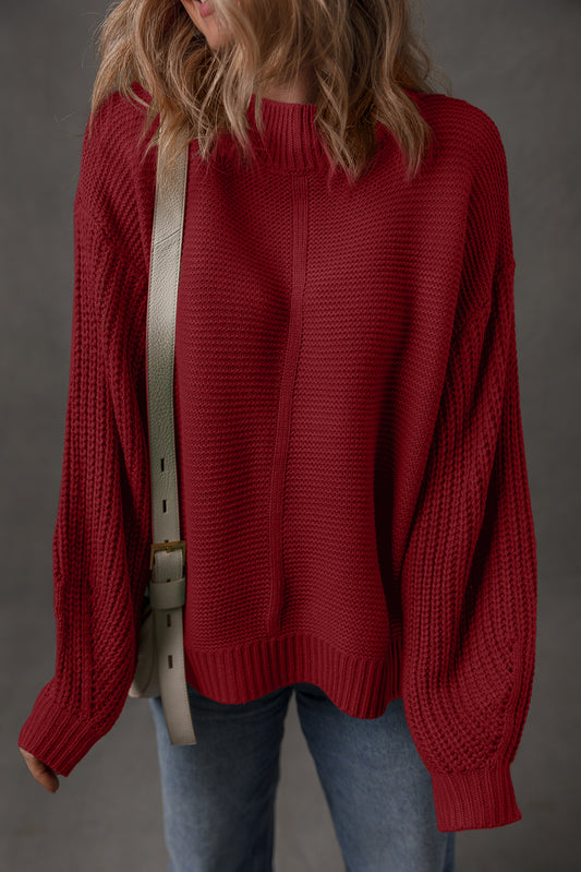 Solid Color Front Seam Drop Shoulder Loose Sweater -2 COLOR OPTIONS