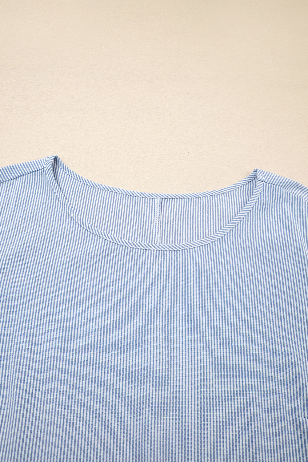 PLUS SIZE-Sky Blue Crisscross Lace Detail Mixed Striped Patchwork Dress