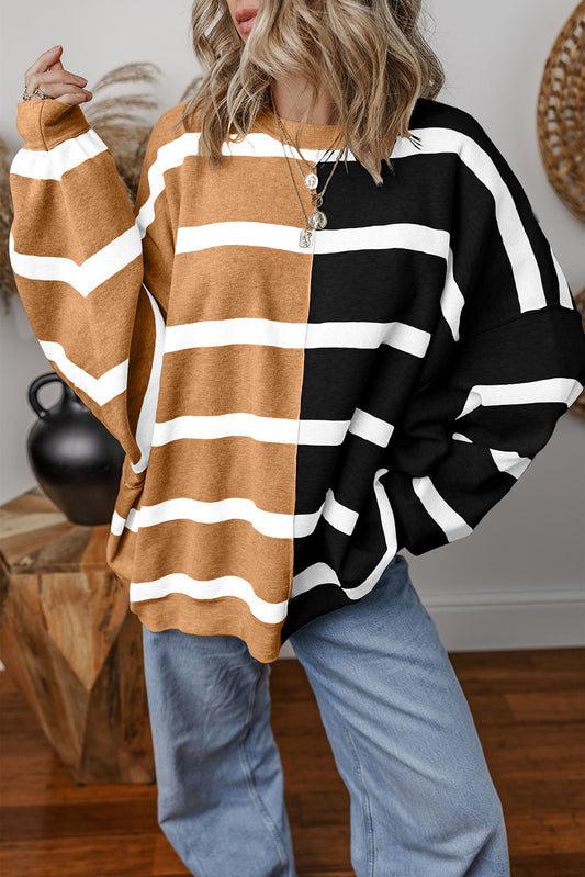 Striped Colorblock Drop Shoulder Sweater -4 COLOR OPTIONS