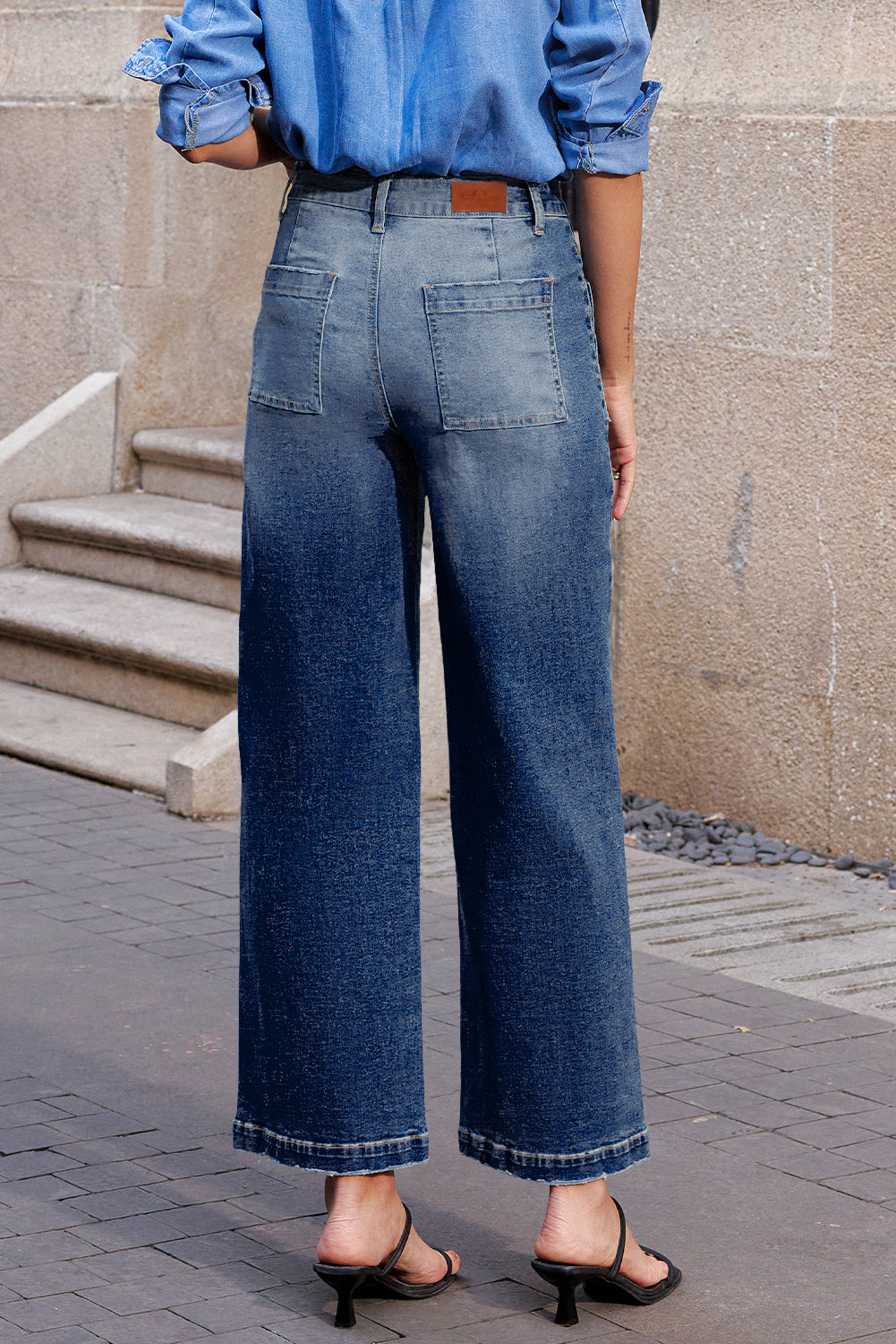 Minimalist Patch Pocket High Waist Shift Jeans- 2 COLOR OPTIONS