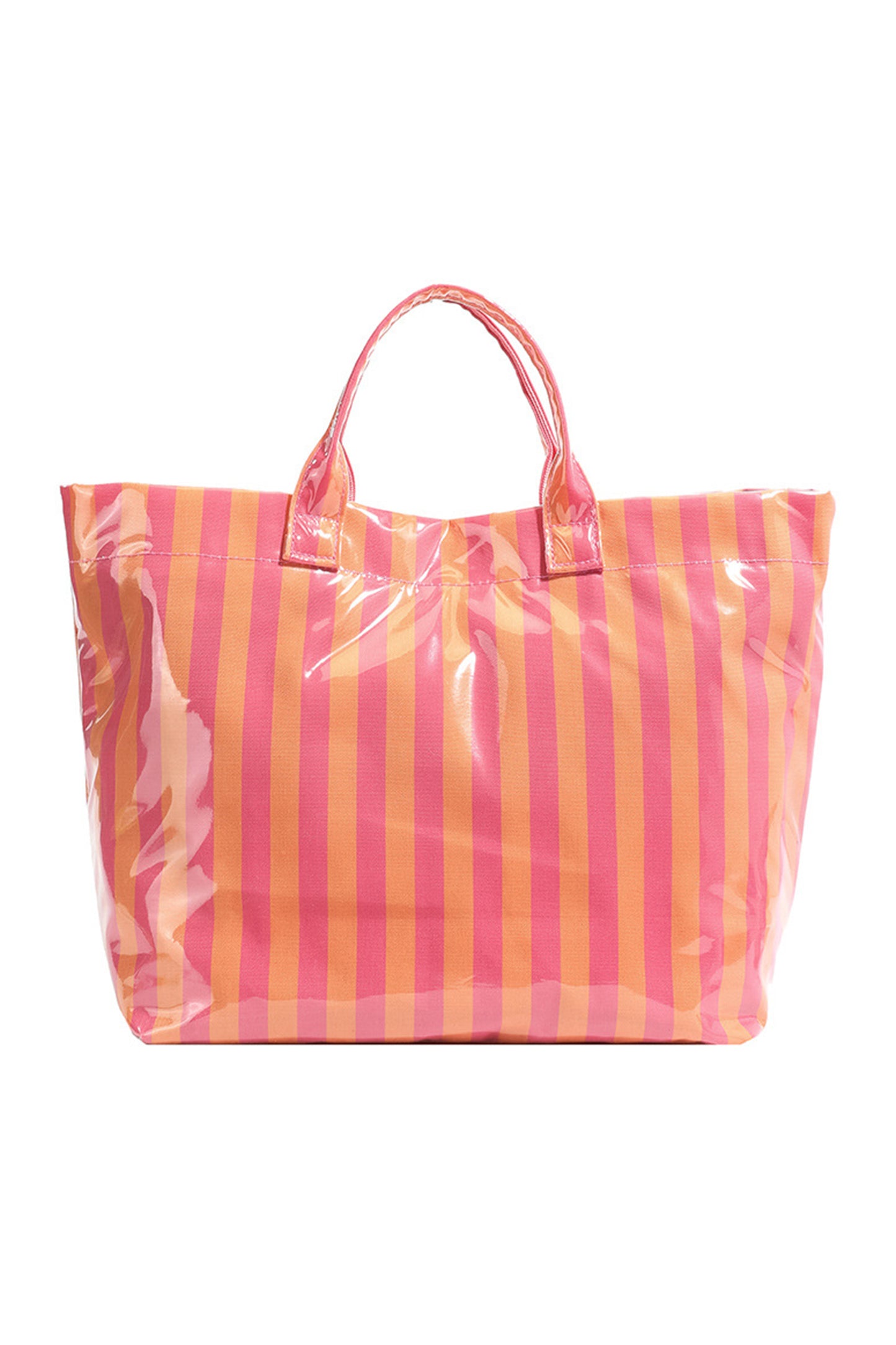 Rainbow Glossy Striped Vinyl Large Tote Bag -8 COLOR OPTIONS