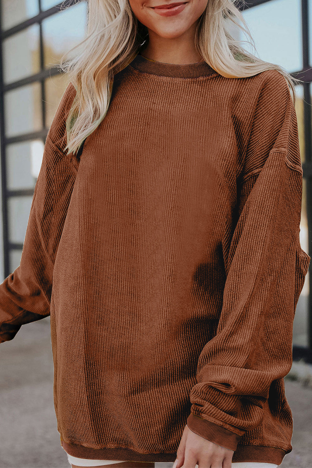 Ribbed Corduroy Oversized Sweatshirt -13 COLOR OPTIONS
