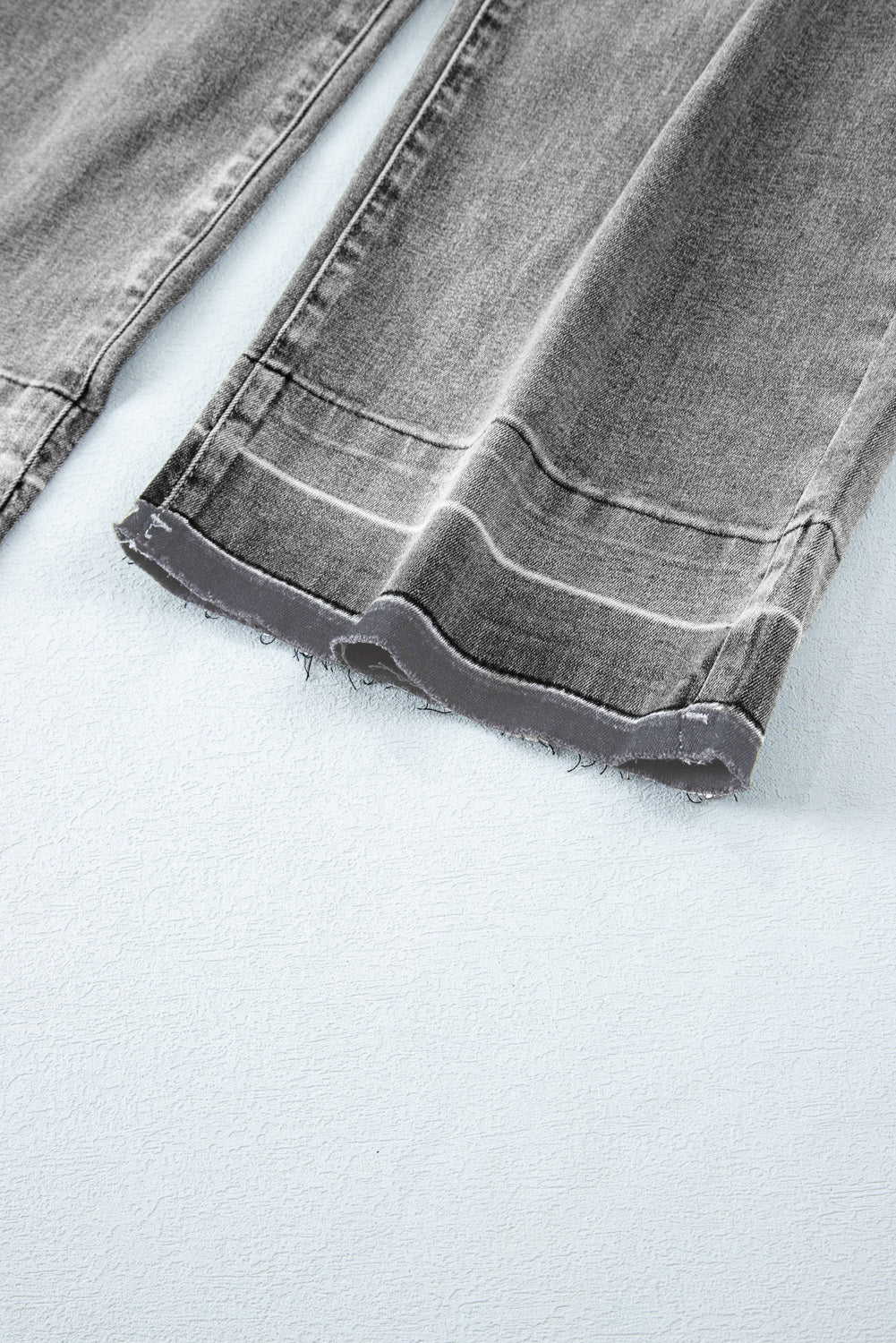 Gray Raw Hem Straight Leg Loose High Waist Jeans