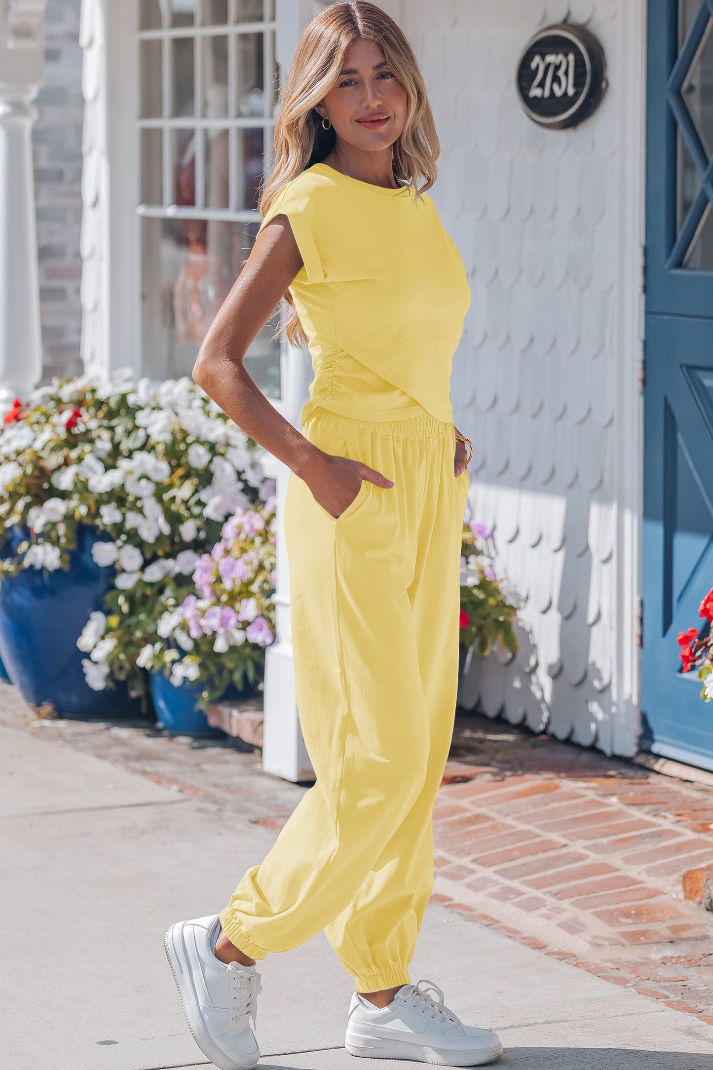 Solid Color Cropped Tank Top and Jogger Pants Set -4 COLOR OPTIONS