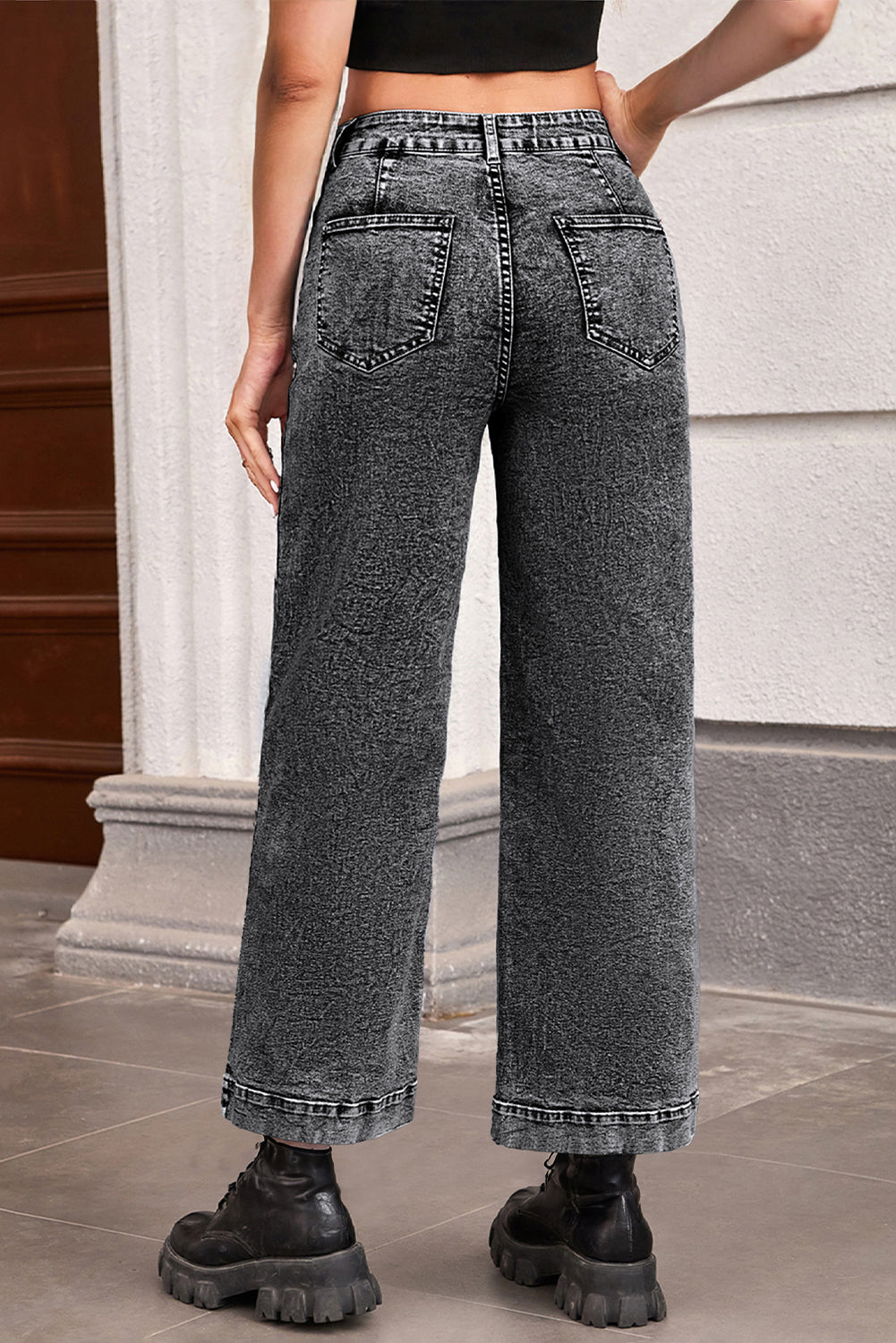 Patch Pocket Straight Leg Loose Jeans- 4 COLOR OPTIONS