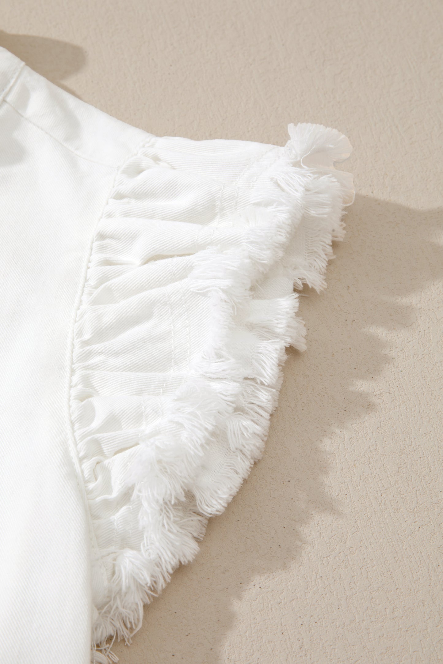 Frilled Collar Flutter Sleeve Denim Top -2 COLOR OPTIONS