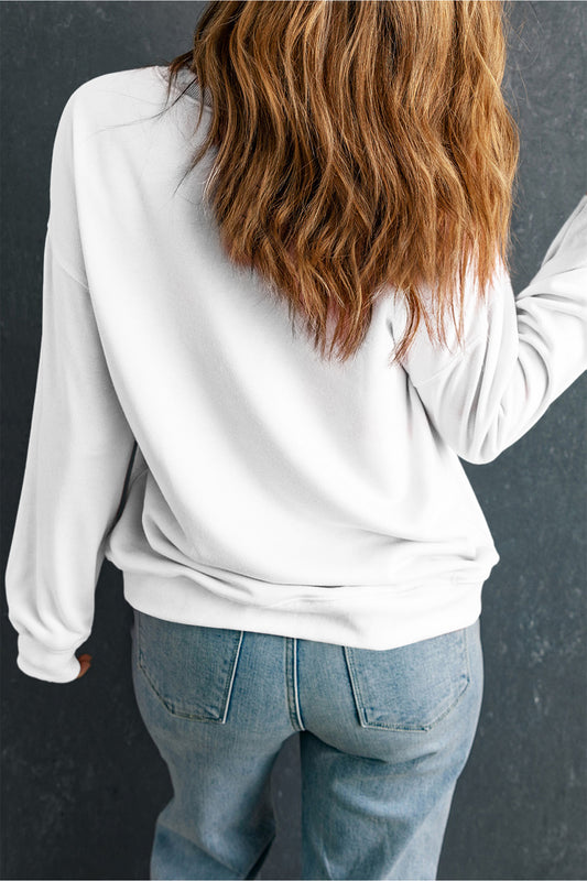 White Easter Bunny Bow Printed Casual Sweatshirt