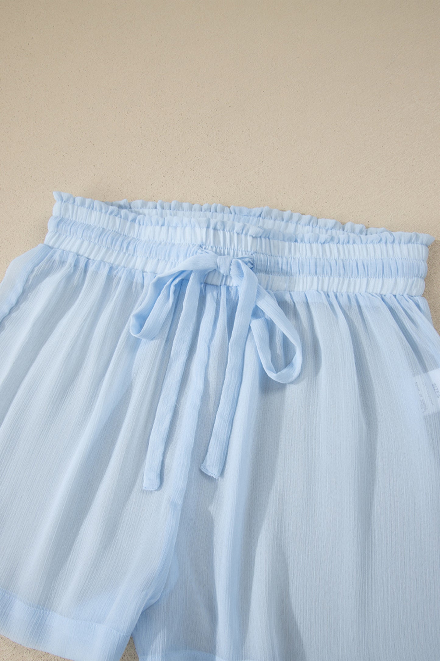 Sheer Tunic Shirt Drawstring Shorts 2pcs Swim Cover Up- 2 COLOR OPTIONS