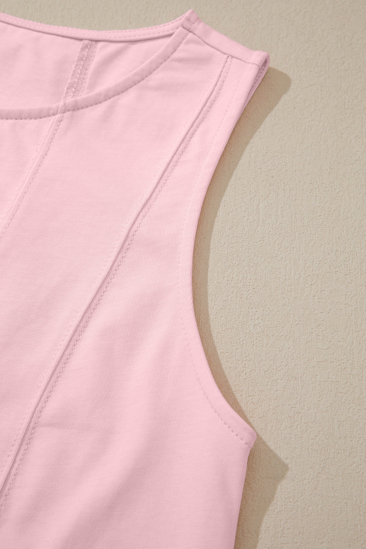 Stitched Detail Loose Tank Top Cotton 2pcs Short Set -3 COLOR OPTIONS