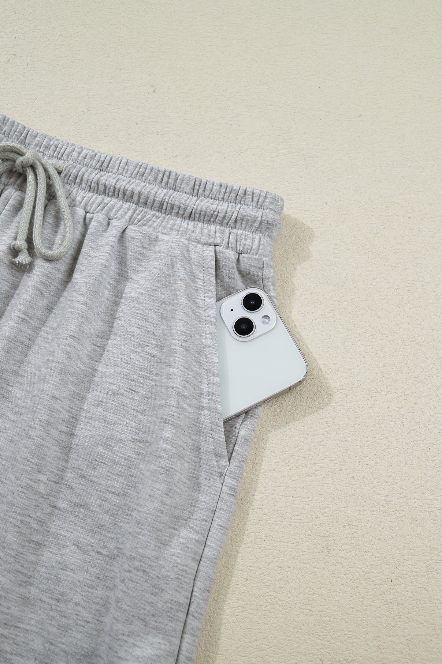 Collared V Neck Tee Drawstring Elastic Waist Shorts 2pcs Outfit -3 COLOR OPTIONS