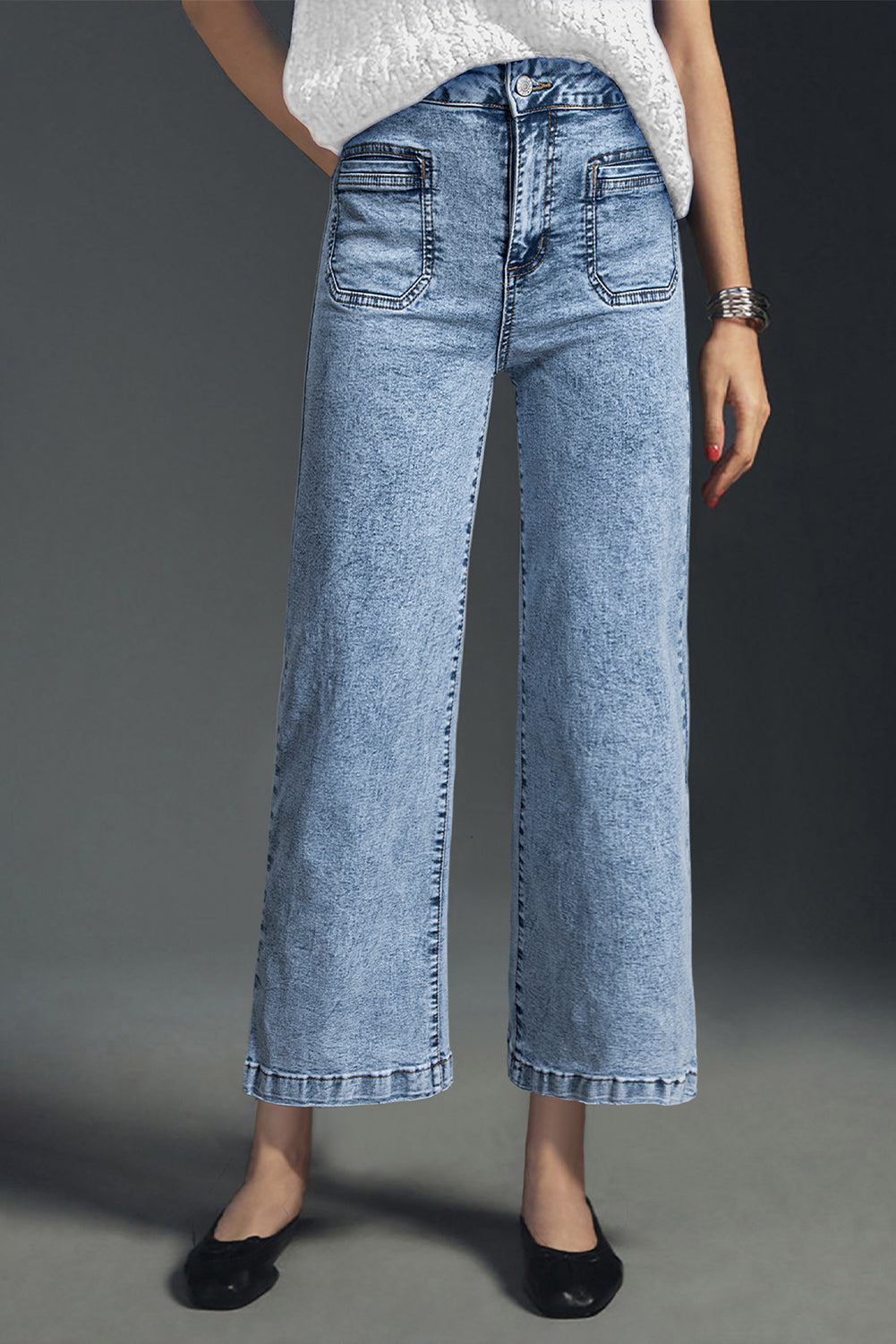 Patch Pocket Straight Leg Loose Jeans- 4 COLOR OPTIONS