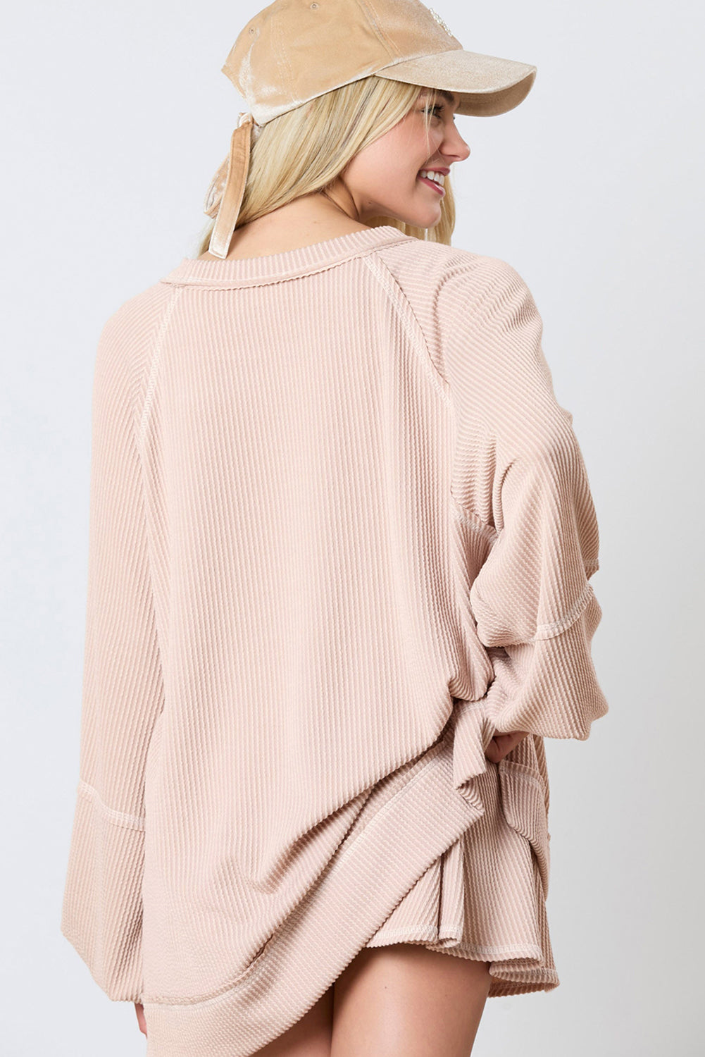 Corded Lantern Sleeve Pullover Ruffle Mini Skirt Set -2 COLOR OPTIONS