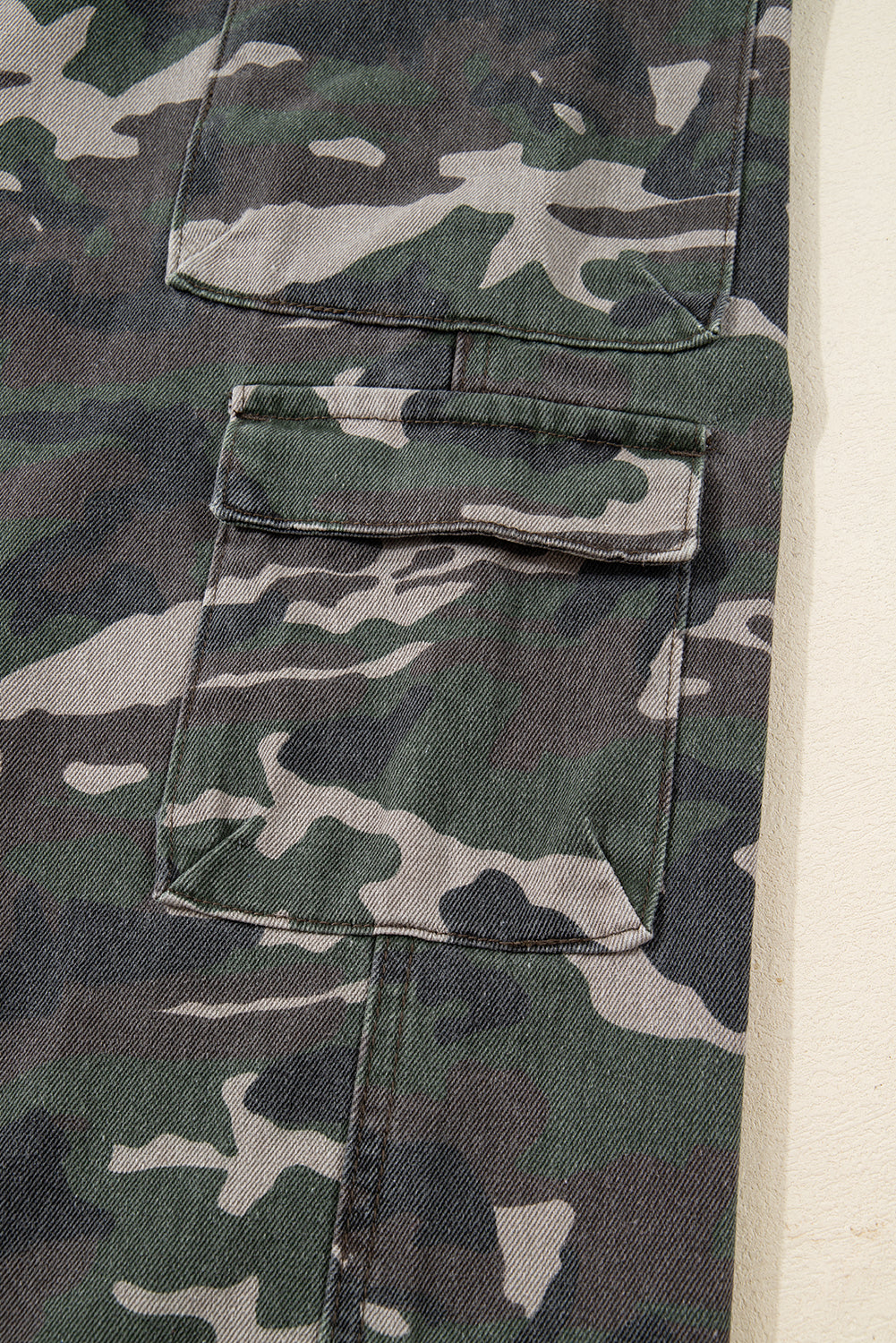 Green Camo Multi Pocket Cargo Wide Leg Jeans