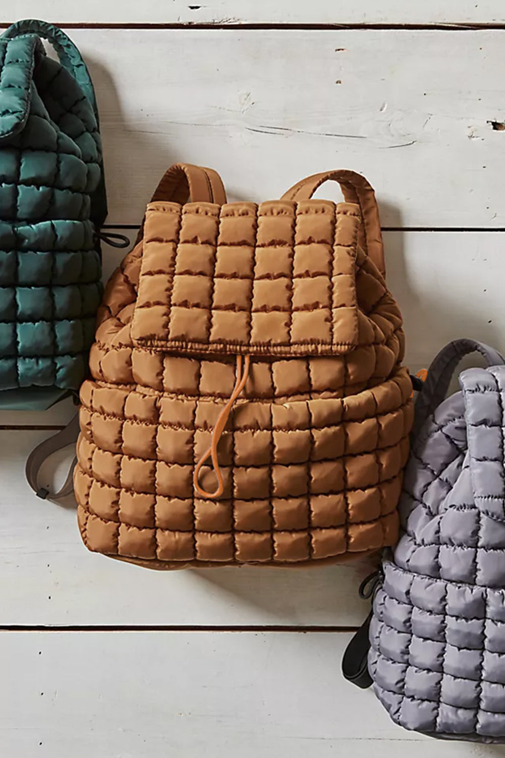 Solid Flapped Quilted Puffer Backpack -6 COLOR OPTIONS