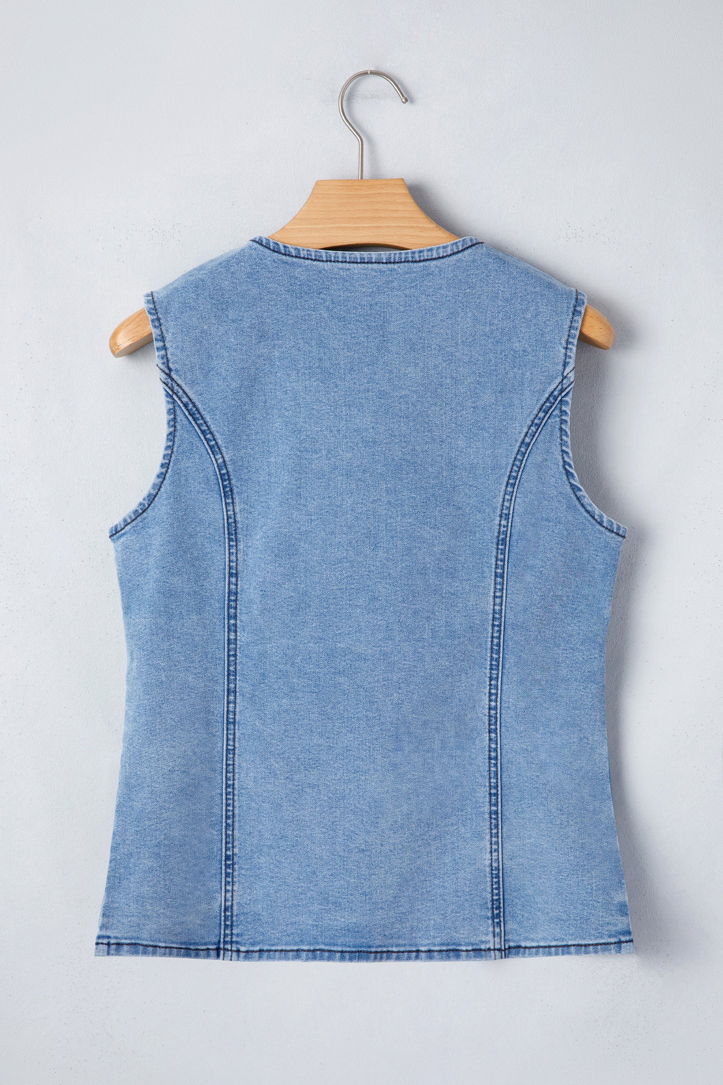 Buttoned Front Slit Denim Vest -3 COLOR OPTIONS