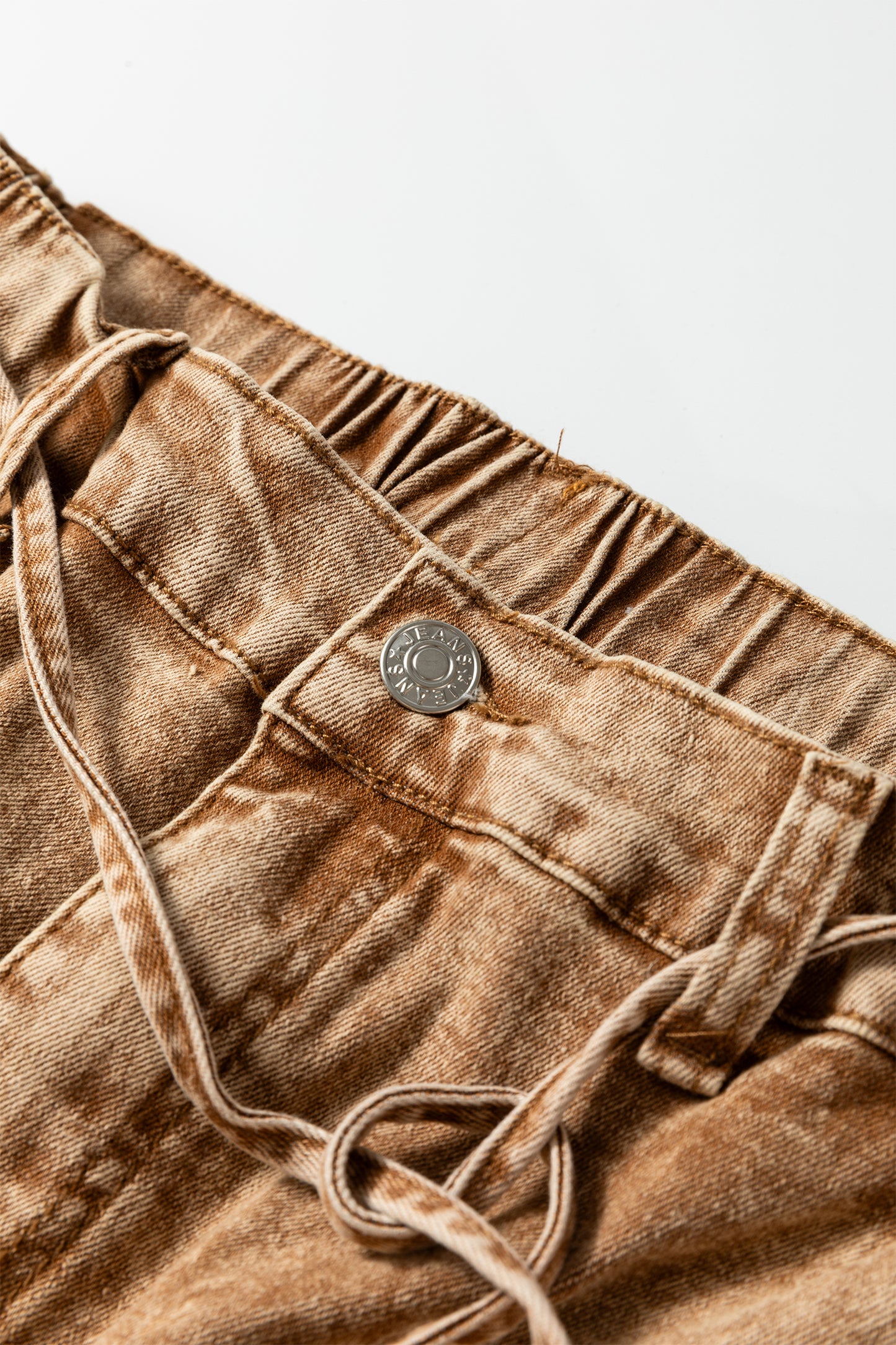 Acid Wash Tie Waist Denim Pants -2 COLOR OPTIONS