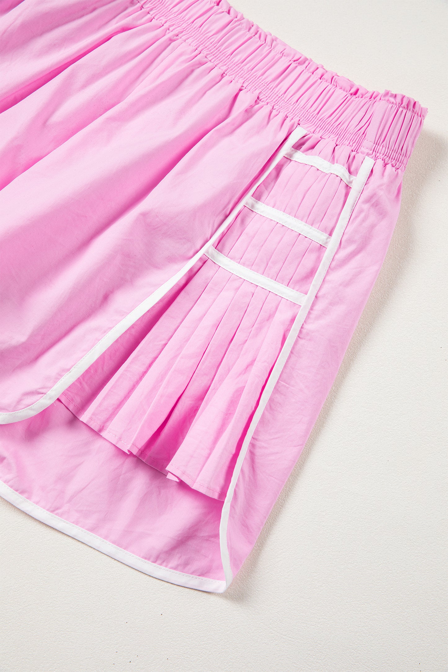 Contrast Trim Pleated Casual Active Shorts -2 COLOR OPTIONS