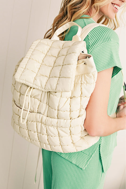 Solid Flapped Quilted Puffer Backpack -6 COLOR OPTIONS