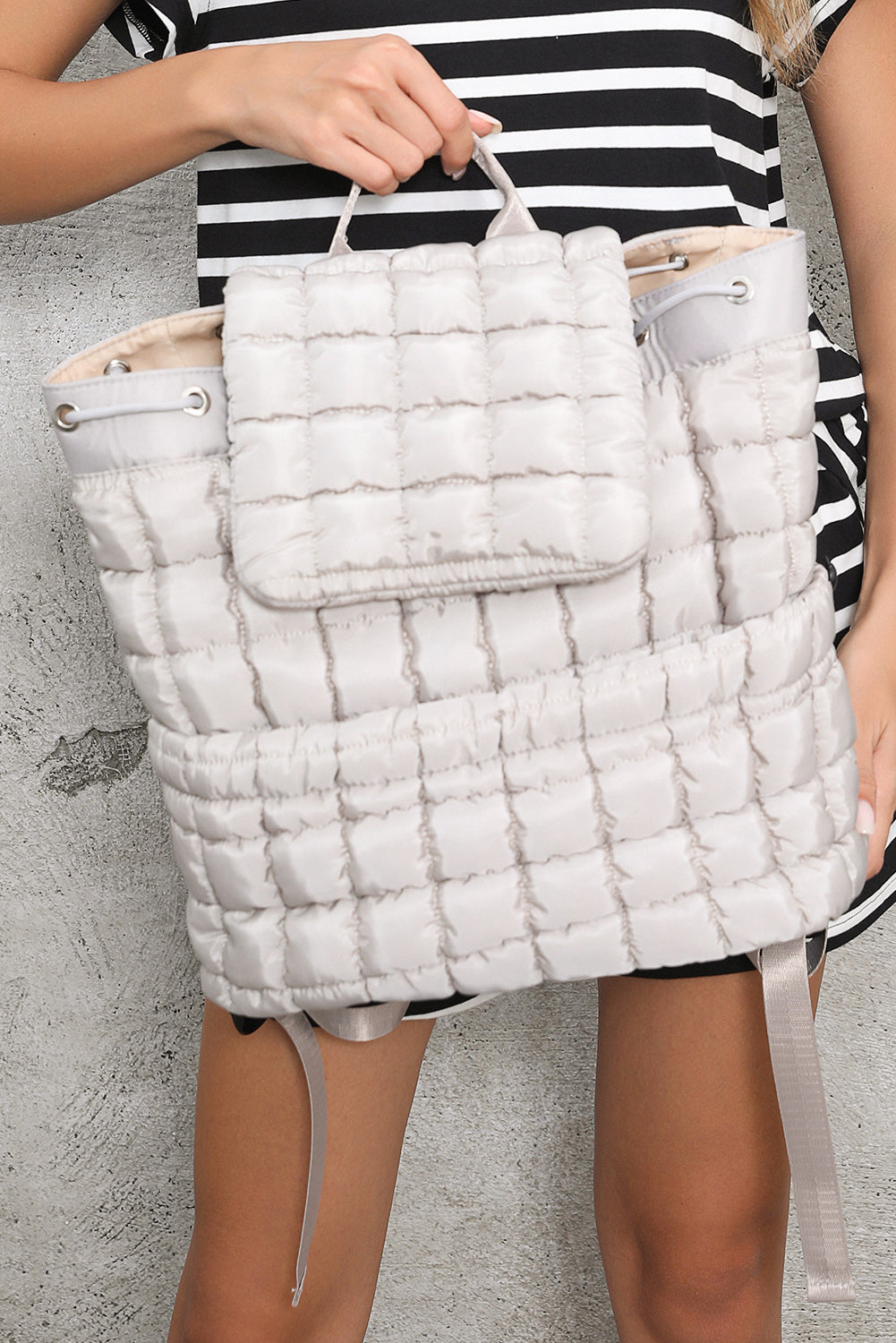 Solid Flapped Quilted Puffer Backpack -6 COLOR OPTIONS