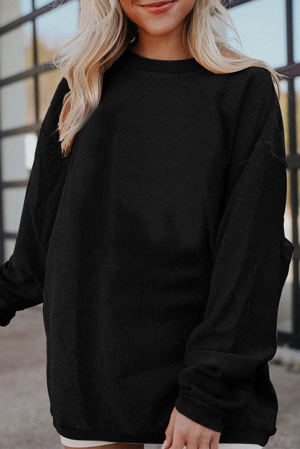 Ribbed Corduroy Oversized Sweatshirt -13 COLOR OPTIONS