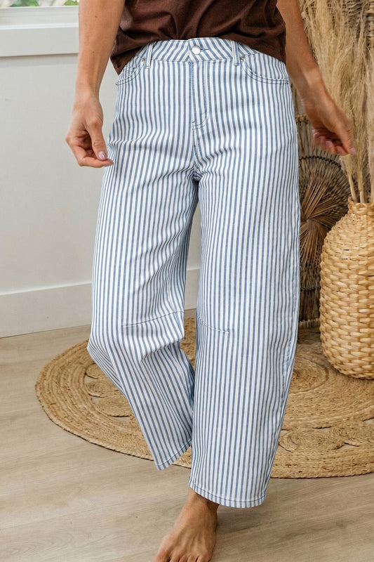 Stripe Casual Barrel Jeans- 3 COLOR OPTIONS