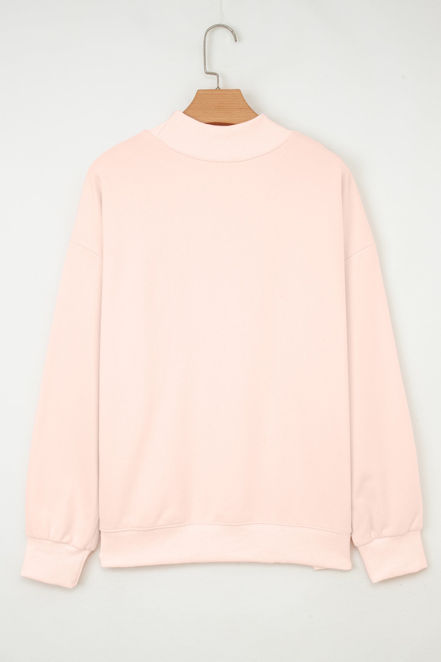 Light Pink Oversize Blessed Embroidered Mock Neck Sweatshirt