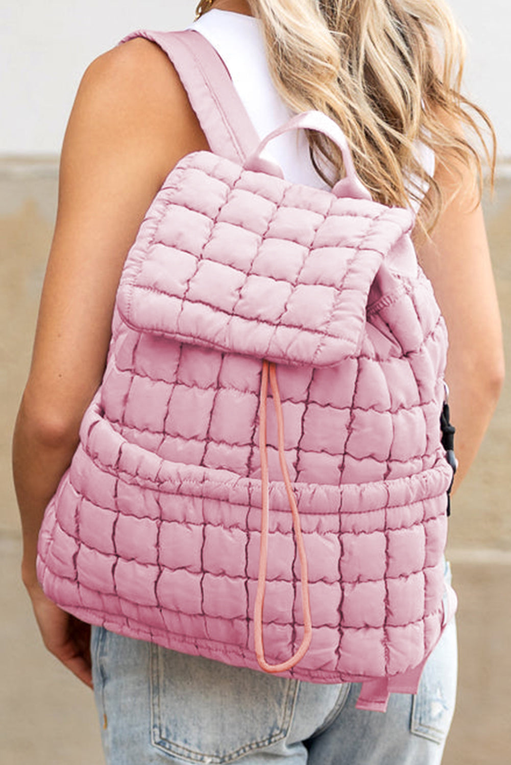 Solid Flapped Quilted Puffer Backpack -6 COLOR OPTIONS