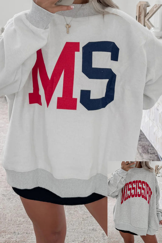 Light Grey MS Reversible Printed Ribbed Patchwork Mock Neck Sweatshirt -2 TEAM OPTIONS
