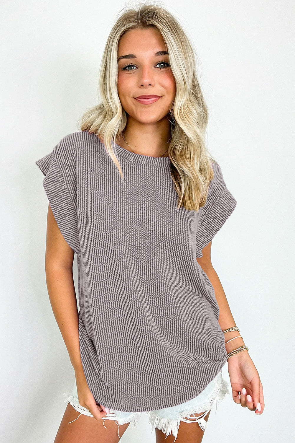Twisted Ribbed Textured Plain Top -3 COLOR OPTIONS