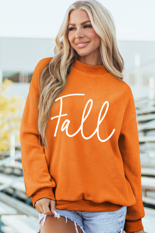 Carrot Pumpkin/Fall Letter Print Mock Neck Tunic Pullover Sweatshirt