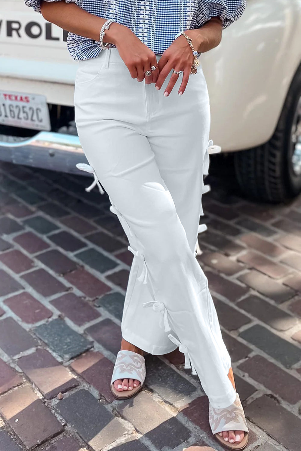 Bowknot Side Detail Straight Leg Loose Jeans -2 COLOR OPTIONS