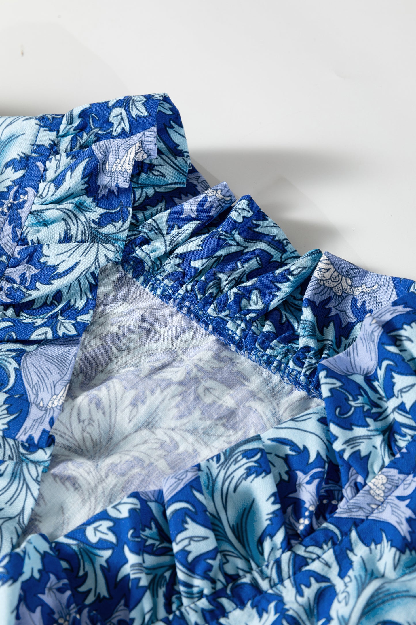 Floral Printed Frilled V Neck Bracelet Sleeve Long Dress -2 COLOR OPTIONS