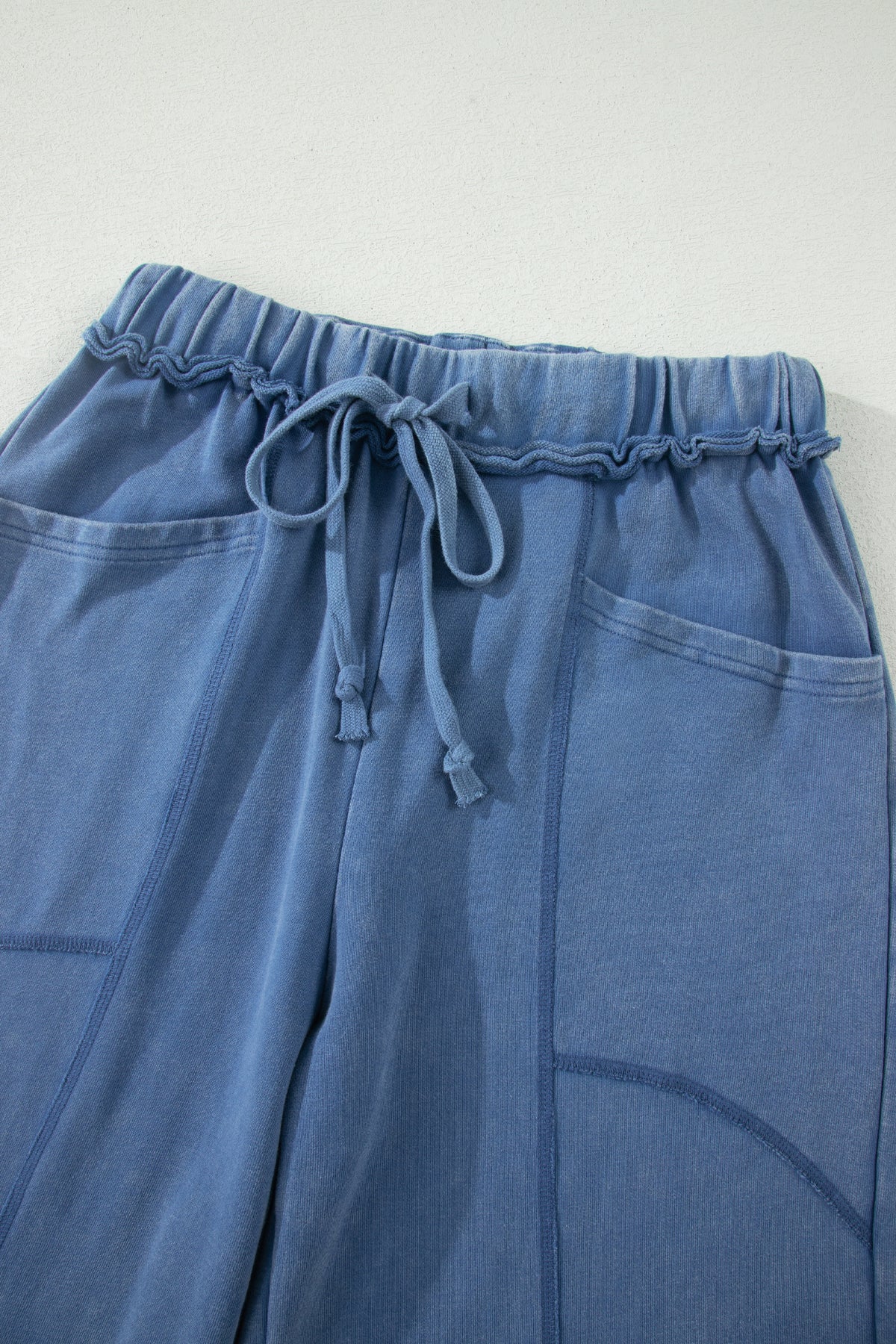 Mineral Wash Drawstring Retro High Waist Wide Leg Western Pants -2 COLOR OPTIONS