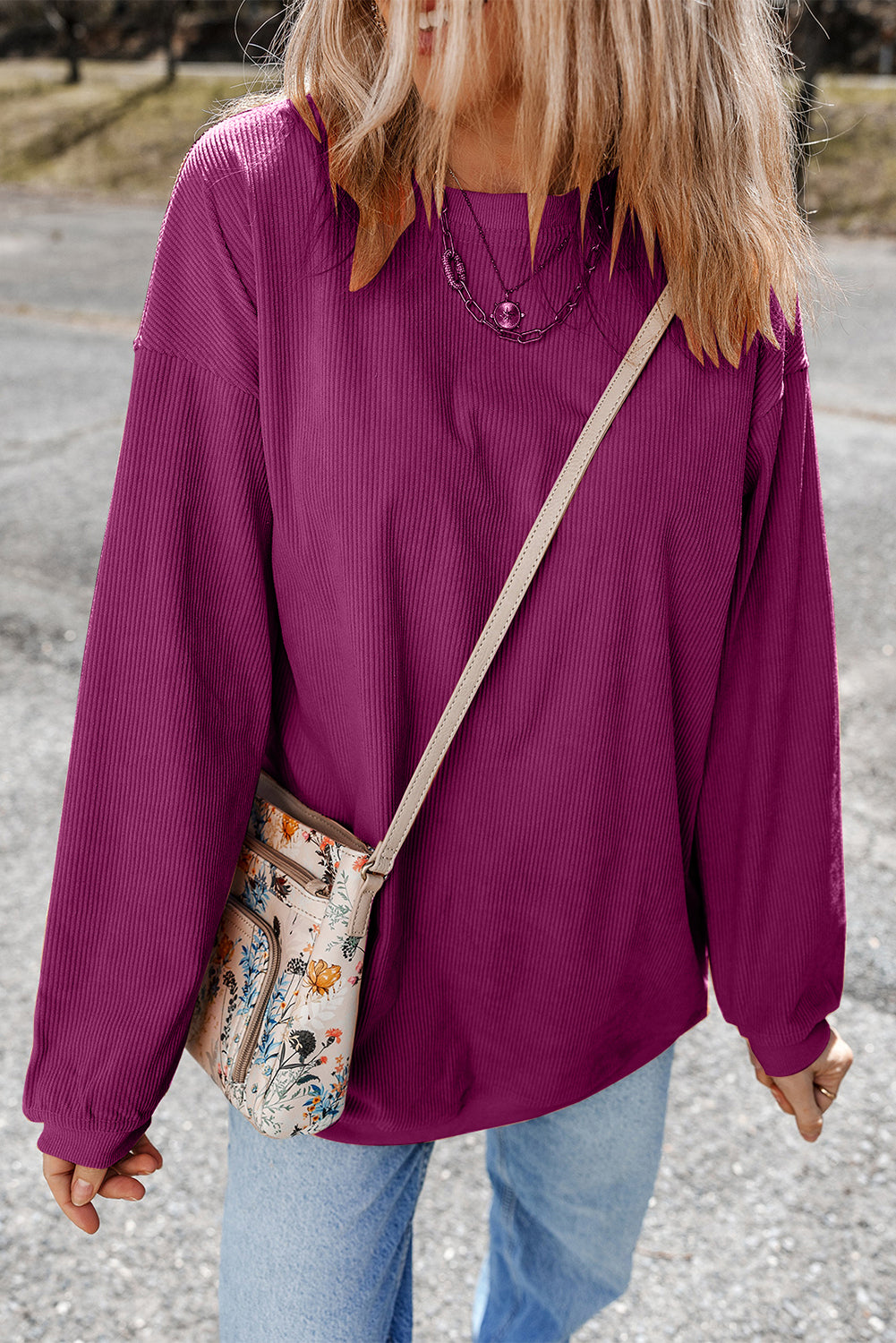 Ribbed Corduroy Oversized Sweatshirt -13 COLOR OPTIONS