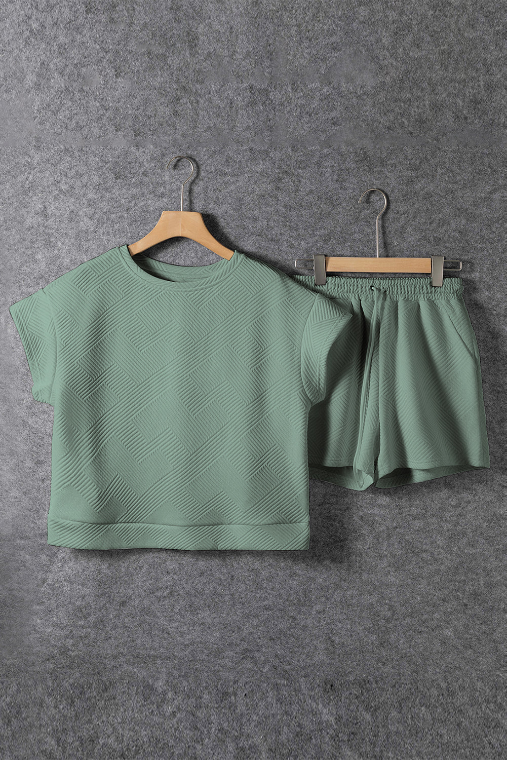 Textured Short Sleeve Top and Shorts Set -4 COLOR OPTIONS