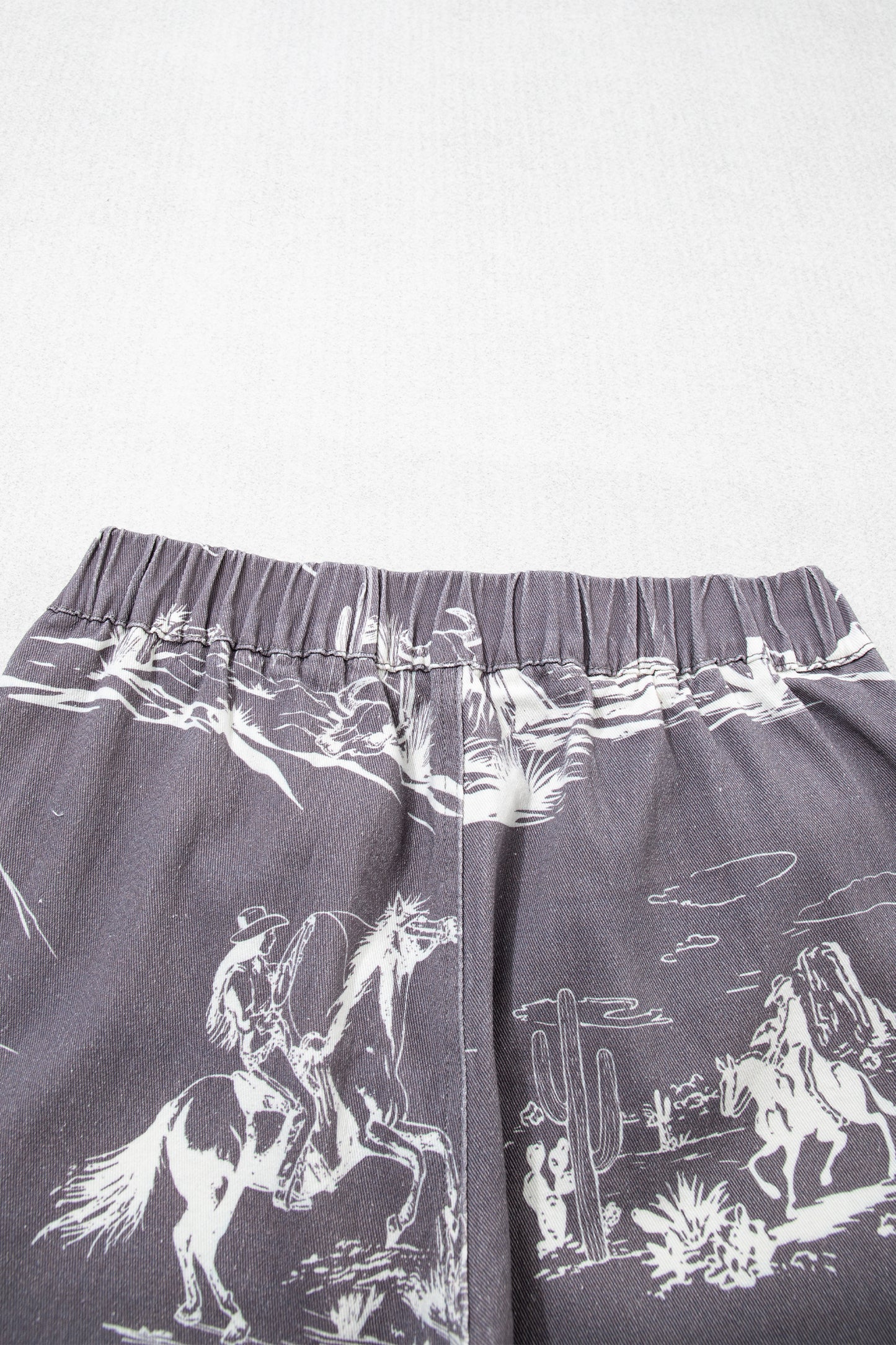 Gray Wild West Riding Vintage Printed Shift Jeans