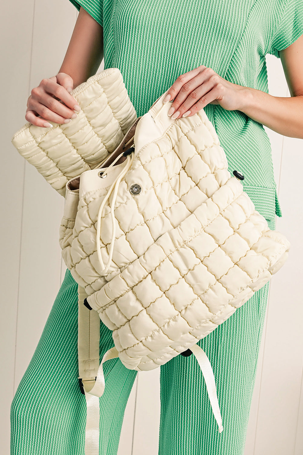 Solid Flapped Quilted Puffer Backpack -6 COLOR OPTIONS