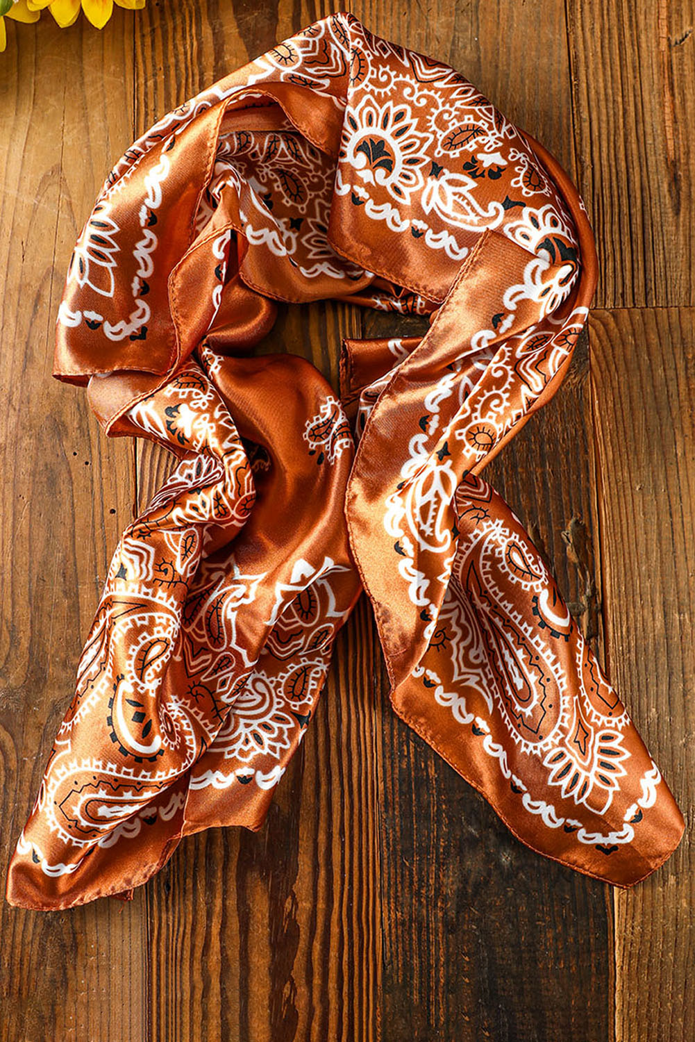 Flame Vintage Satin Paisley Floral Print Scarf