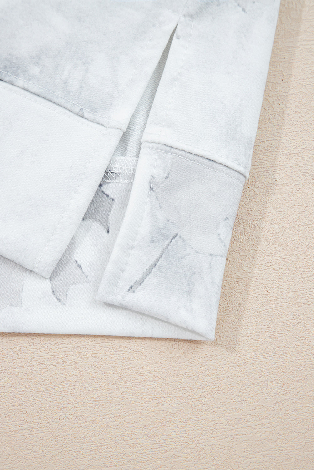 Beige Maple Camo Print Pullover Top and Elastic Waist Casual Short Set