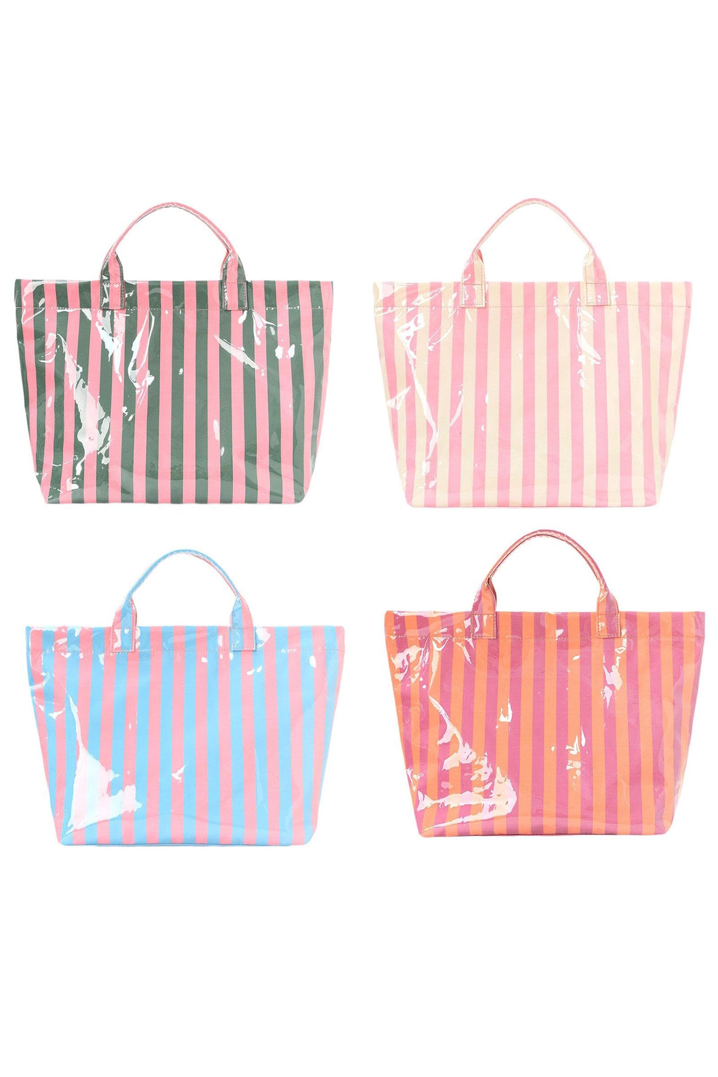Rainbow Glossy Striped Vinyl Large Tote Bag -8 COLOR OPTIONS