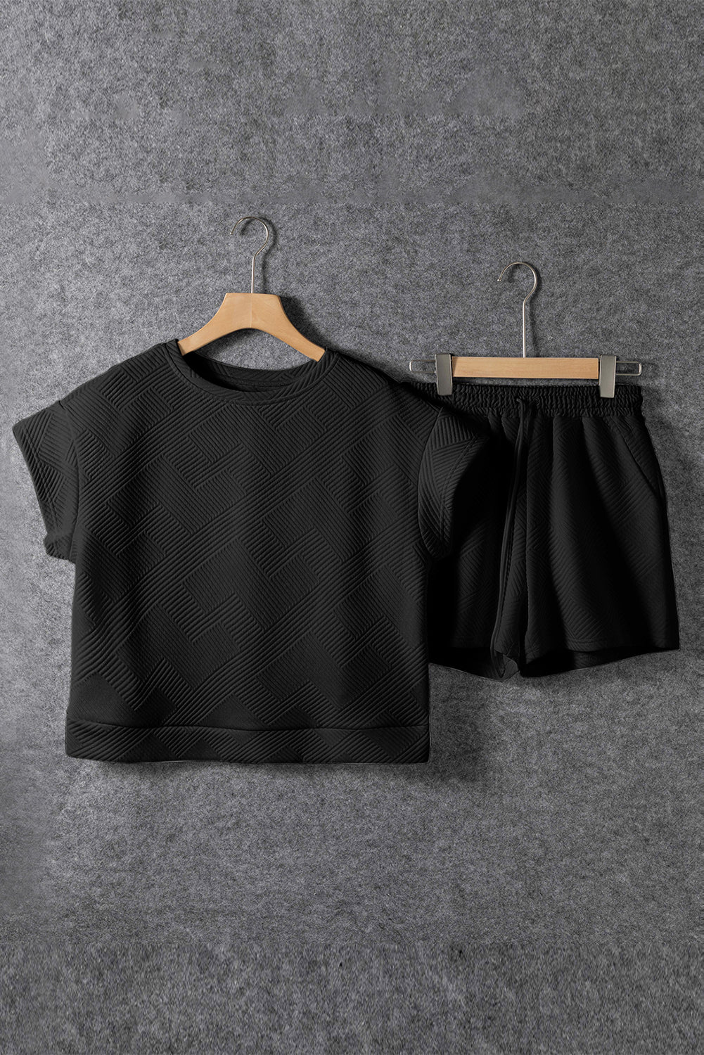 Textured Short Sleeve Top and Shorts Set -4 COLOR OPTIONS